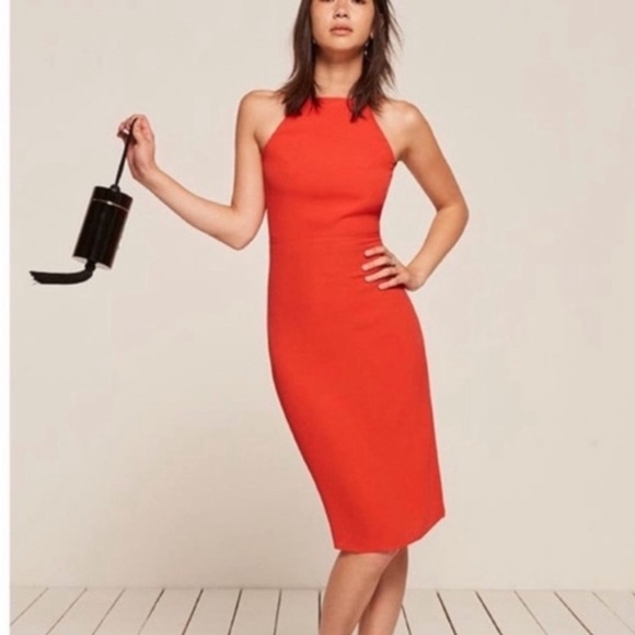 Reformation Dresses & Skirts - Reformation Sanibel Orange Halter Strappy Midi Dress 2